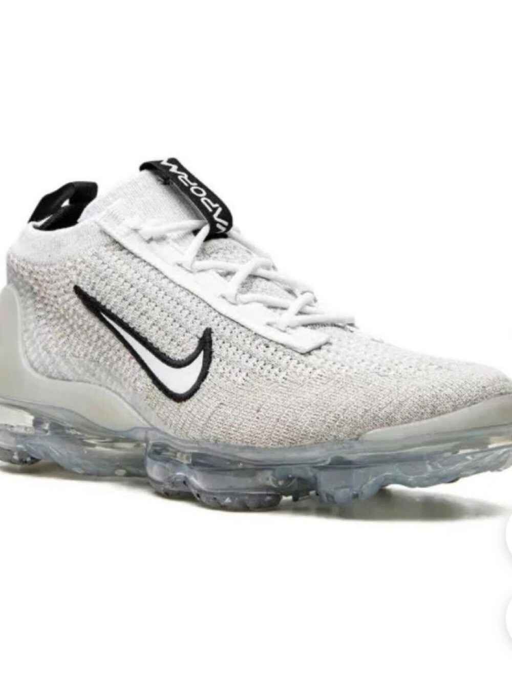 Nike Air VaporMax Flyknit Shoes, Black/White Nike Swoosh, Confetti Soles M7/W8.5